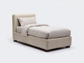 Letto singolo - Ecopelle-Metallo - 208x98x105 cm - Beige - Stile moderno imbottito